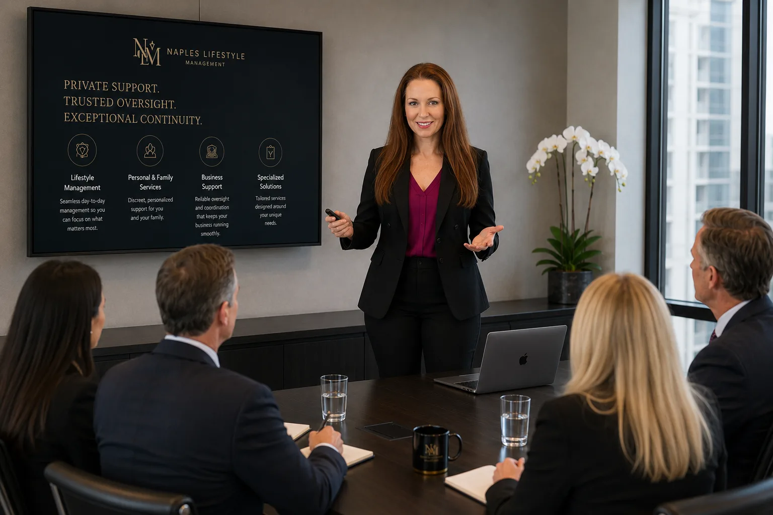 Executive presentation about lifestyle management, personal services and business support